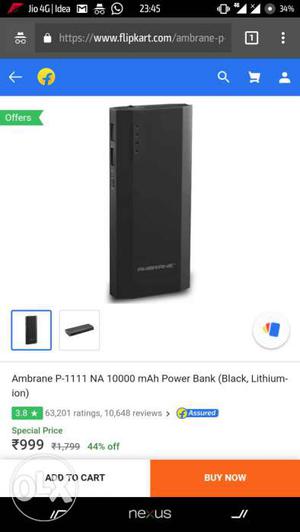 Ambrane Black Power Bank  mAh