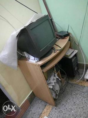 Computer with table.