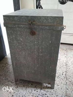 Gray Metal Container With Latch