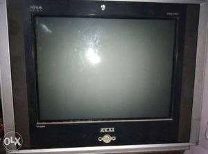 Grey And Black Akai Widescreen CRT Television