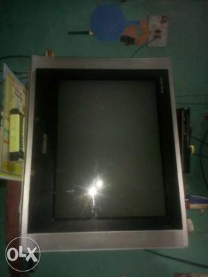 Grey And Black Widescreen CRT TV