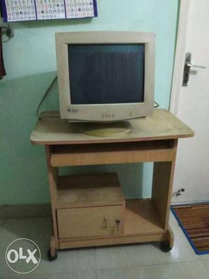 White Sun CRT Monitor with computer table