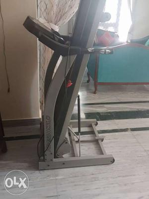 Black And Gray Folding Treadmill