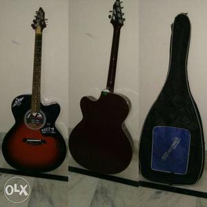 Black And Red Cut-away Acoustic Guitar With Bag