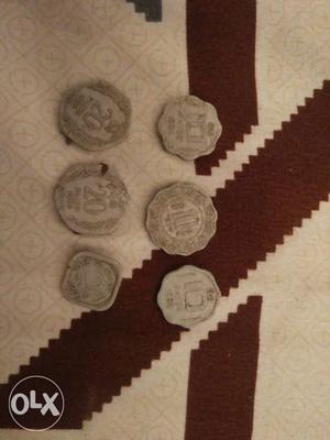 Collection of old coins of 10 Paise,20 Paise and
