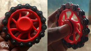 Limited Edition Red And Gray Metal Sprocket With Chain