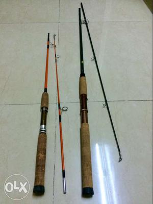Old Kyoto Split Fishing Rod Pair. Orange and Green
