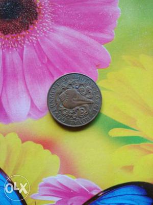 Round Bronze Bhutan Coin