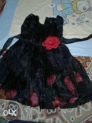 Black Pink And Red Floral Sleeveless Dress