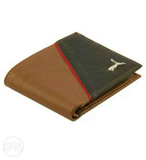 Brown-and-black Puma Leather Bi-fold Wallet