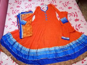 Fancy up to date long length Anarkali Suit. Medium to large