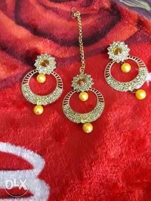 Gold Pendant Necklace And Earring Set