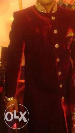 Maroon And Brown Sherwani Traditional Suit