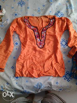 Orange Long-sleeved Blouse