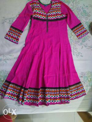 Pink And Red Long Sleeve kurti