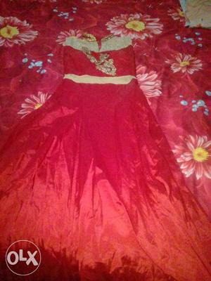 Red Colour Beautiful Gown With Dupatta And