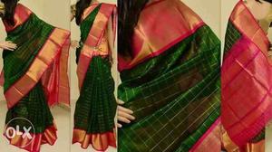 Women's Green And Pink Traditional Dress