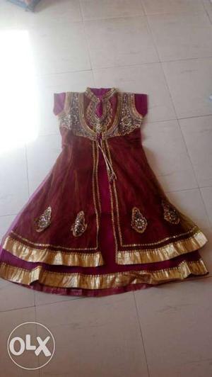Women's Red And Gold-colored Traditional Dress