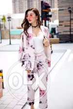 Women's White And Pink Floral Blazer And Pants at Yello shop
