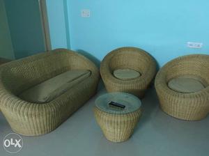 Almost New Designer cane sofa set very recently bought
