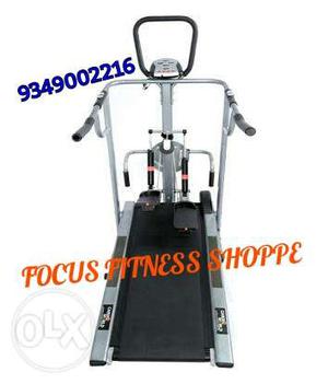Black And Silver Focus Fitness Treadmill With Mini Stepper