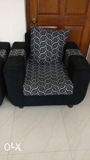Black Cushion Couch And Armchair