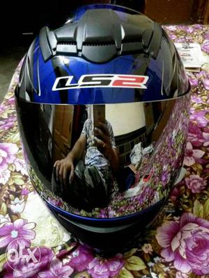 Blue And Black Ls2 Full Face Helmet