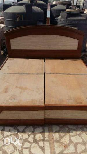 Brown And Beige Wooden Bed Frame