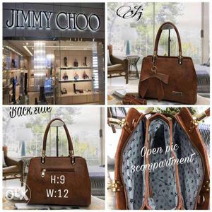 Brown Jimmy Choo Leather Bag Collage