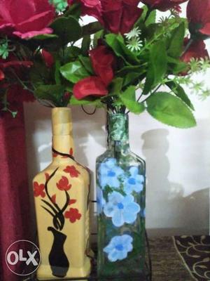 Decoreted Bottle Flower Vases each 200.rs