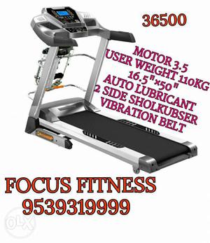 Gray And Black Focus Fitness Treadmill 