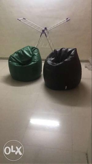 Green And Black Leather Bean Bags