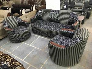 Green, Black, And Grey Floral Sofa Set