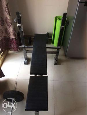 Gym bench,dumbells,rod,weights(2-10kg,4-5