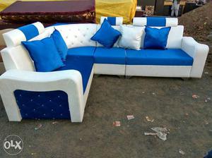New corner sofa blue and white combination subse sasta