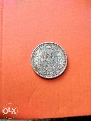 One Rupee coin of . King George. Silver coin