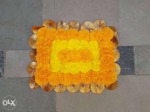 Orange, Yellow, And Brown Floral Mats