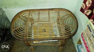 Oval Brown Wicker Center Table