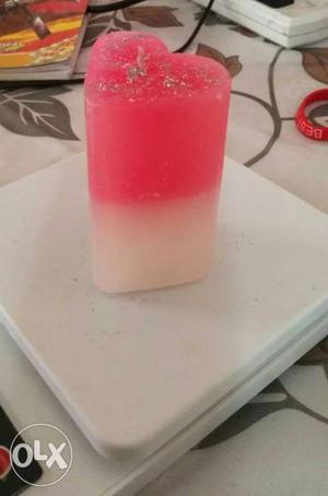 Pink And White Pillar Candle