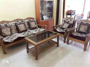 Pure Teakwood Sofa Set With One Three Seater, Two