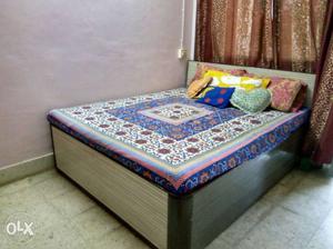 Queen Size Wooden Bed with storage and mattress