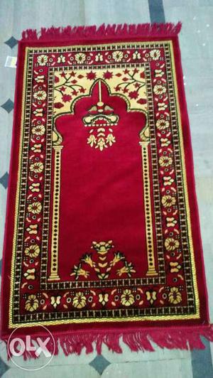 Red And Beige Floral Rug