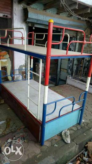 Red And Blue Metal Bunk Bed and high Storage +2gadi bed ka