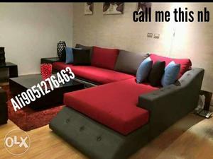 Red Suede Sectional Sofa