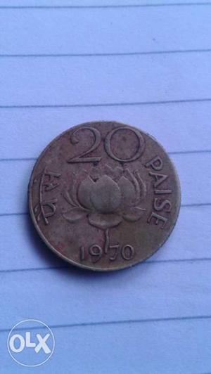  Round Nickel 20 Indian Paise Coin