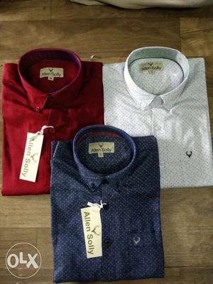 Three Red, White And Blue Allen Solly Dress Shirts