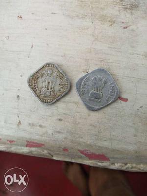 Two 5 Indian Paise Silver Coins