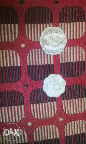 Two Silver 20 And 10 India Coins