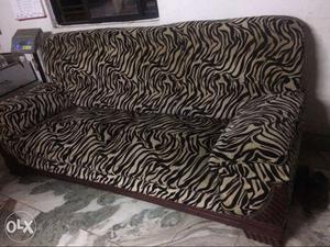 White And Black Zebra Print Fabric Sofa