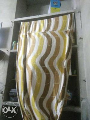 White Yellow And Brown Curtain